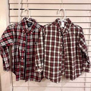 Boys Christmas plaid shirts. EUC boys shirts, Polo (4T) and Janie & Jack (4).